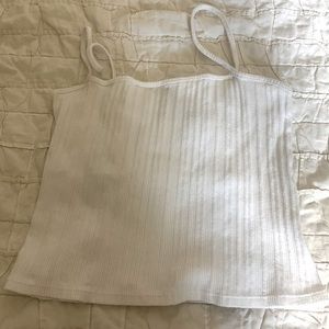 Brandy Melville White Ribbed Crop Tank